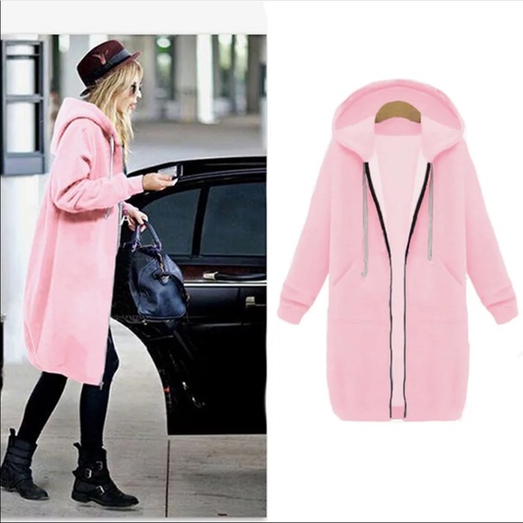 Sweaters - NEW! Light Pink Maxi Zip Up Hopdie Sweater Dress